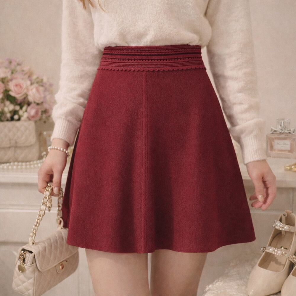 Sandro Burgundy A-Line Mini Skirt
